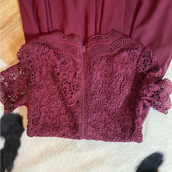 Lulus "Angel in Disguise" burgundy lace skater dress - Picture 10 of 10